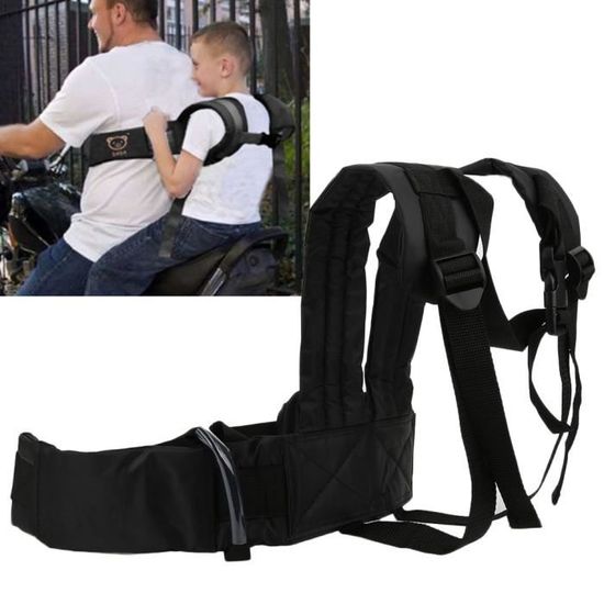 Harnais De Sécurité Moto Enfant Réglable - Ceinture Anti-Chute Respirante & Réfléchissante - Noir