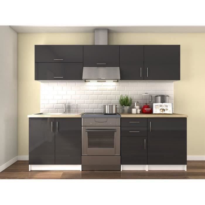 Obi Cuisine Complète L 240 Cm Gris Laqué Brillant