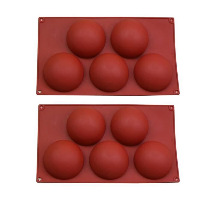Keaiweni® Moule en silicone semi-sphérique extra-large à 5 cavités, 2 paquets de moule de cuisson pour faire du chocolat, des