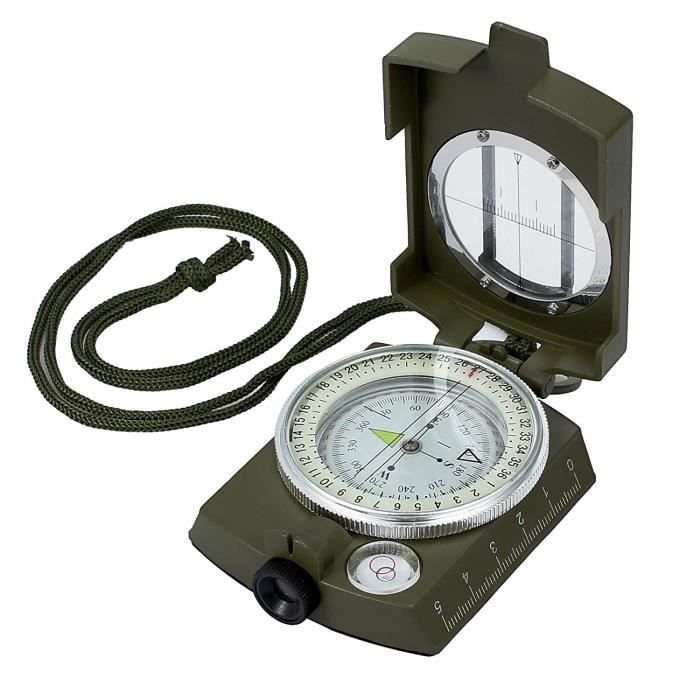 GOGOU® La nuit Lumière Boussole Multifonction Professionnelle Orientation Militaire Portable en Métal pour Randonnée Camping Voyage