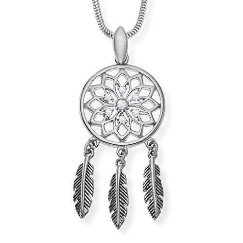 LillyMarie Femme Argent Collier Vrai Pendentif Swarovski Elements Originaux Attrape Rêve Trasparent Longueur Réglable Coffret Cadeau