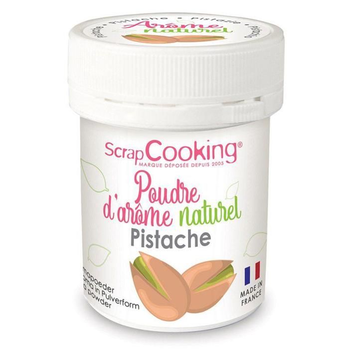 Arôme naturel de pistache Vous allez désormais pouvoir parfumer vos gâteaux et toutes vos pâtisseries grâce à la nouvelle gamme de