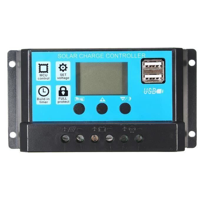 12V-24V S60 USB Double LCD Rétro-éclairé Contrôleur Solaire Tension Réglable Avec la fonction de mémoire 10A Aw24604