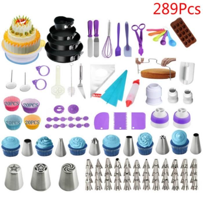 Kit De Fournitures De Décoration De Gâteaux, 289Pcs Ensemble De Cuisson ,Outils De Pâtisserie, Moule à gâteau au Fromage