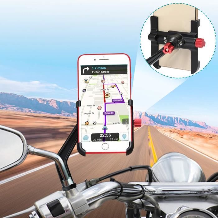 BTNEEU Support Telephone Moto Aluminium, 360°Rotatable Support Smartphone Moto Support Telephone Scooter, Universel Support Télép