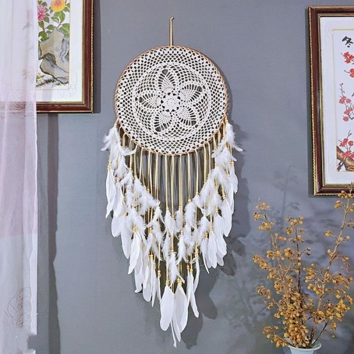 Attrapeur de Reves-attrape-rêves fait à la main-Gland Ornements-décoration de la maison-pendentif d'intérieur-120cm-Beige