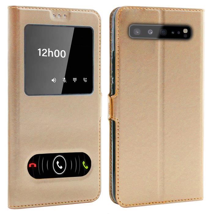 Coque Samsung Galaxy S10, Double Fenêtre - Or