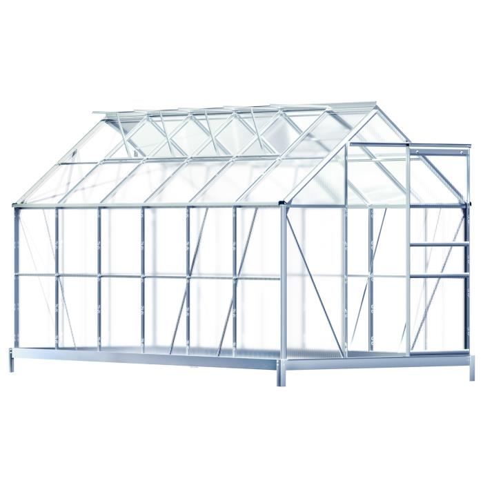 Serre de jardin ALU incl. 4 Fenêtres + Fondation