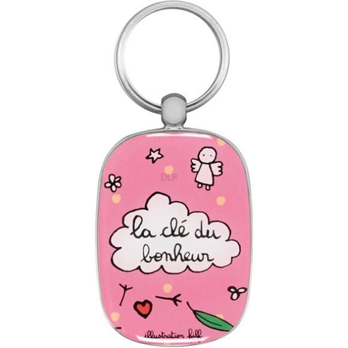 Porte-Clés Original LA CLÉ DU BONHEUR - Clefs de Voiture Maison Idée Cadeau pour Femme Couple - DLP Derrière La Porte