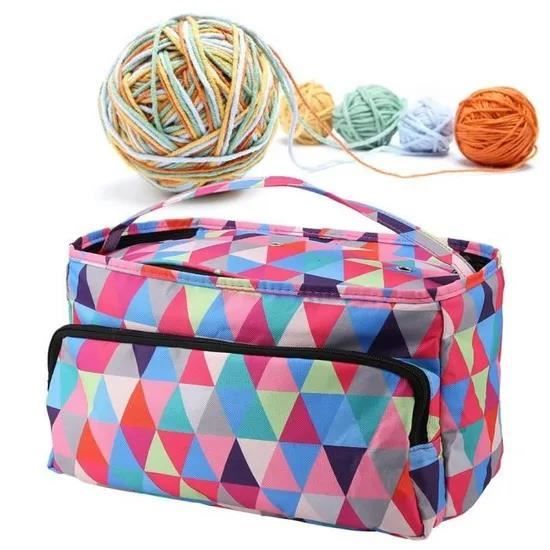 XINGIXJ ---Sac à tricoter pour sac de rangement pour sac à coudre en crochet (carré multicolore) -LAF