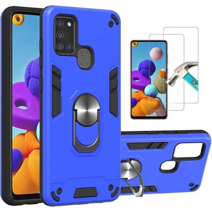 Coque Samsung Galaxy A21s,avec rotative degrés Anneau Support Bague Rotative,Couche Renforcée Défense Bumper TPU Silicone AntNR
