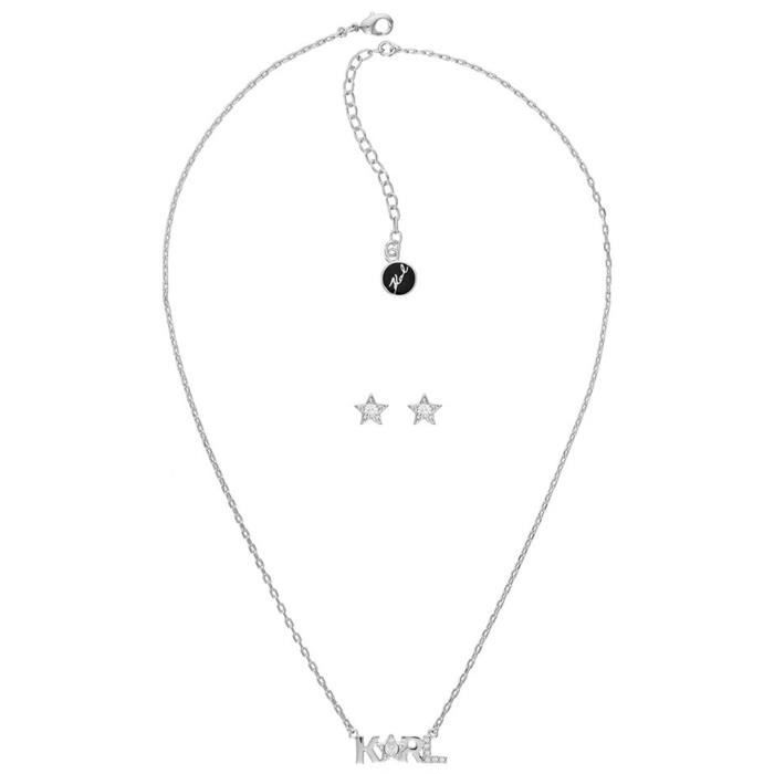 Collier femme KARL LAGERFELD JEWELRY KLASSIC 5512307. Noir. Argent. Mousqueton. Laiton.