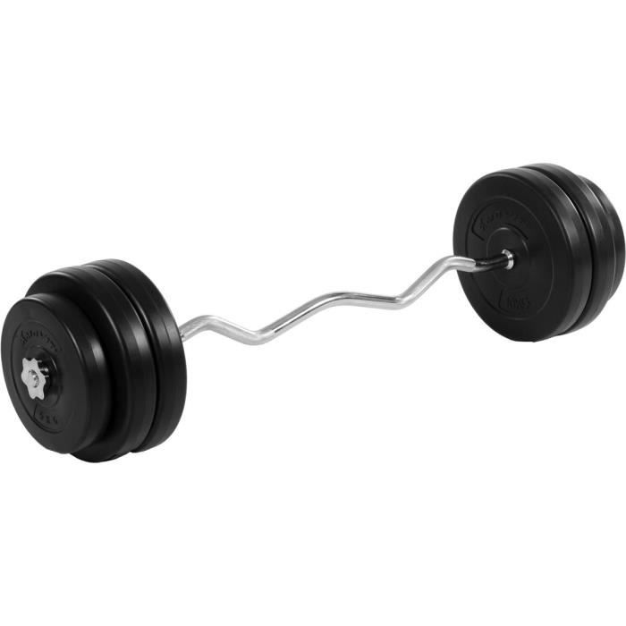 MOVIT Set d'haltères 55 kg avec barre curl 120 cm