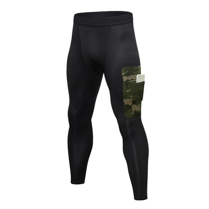 Pantalon de Compression Homme Legging Sport Fitness Avec Poche Collant Running Séchage Rapide