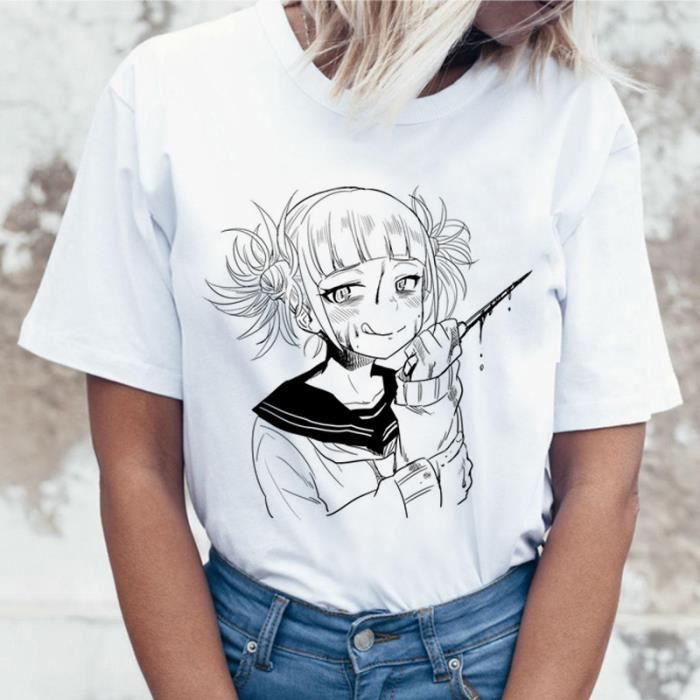 Cartoon My Hero Academia Harajuku T-Shirt-Blanc