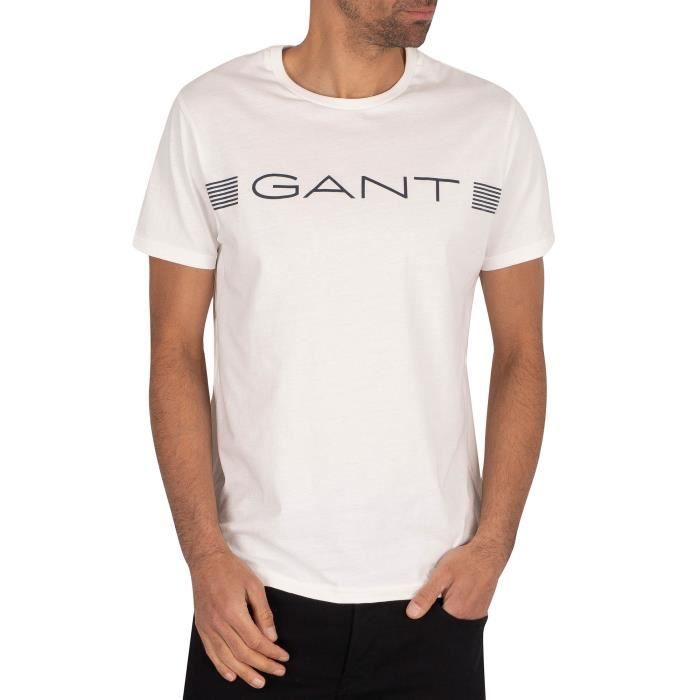 Gant Pour des hommes T-shirt à rayures, blanc