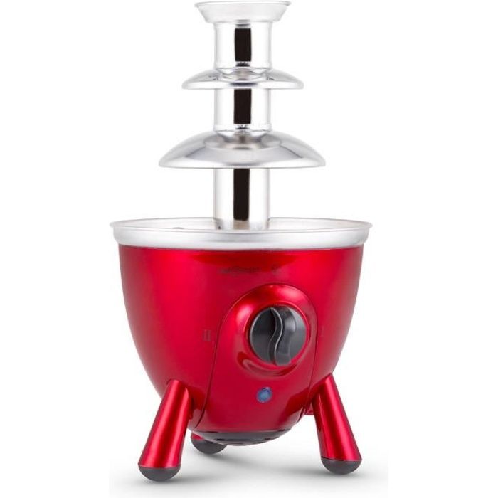oneConcept Cioccolata di Trevi - Fontaine à chocolat de 3 étages (60W, 17cm, 2 modes de fonctionnement) - Acier Rouge
