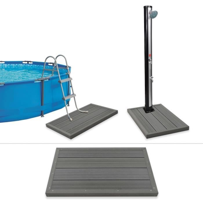 Élément de plancher pour douche solaire-échelle de piscine WPC