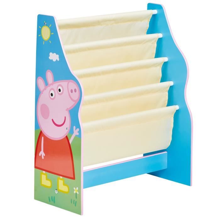 PEPPA PIG - Bibliothèque à pochettes pour enfants - Rangement de livres pour chambre d’enfant
