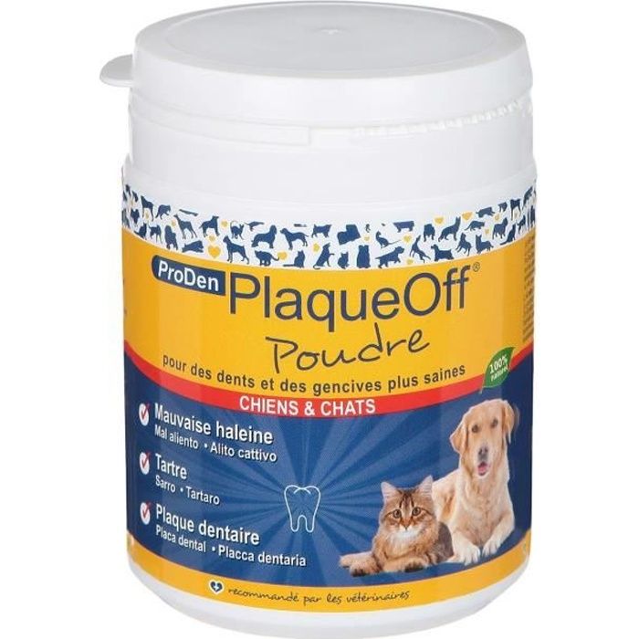 PLAQUE OFF Poudre hygiène dentaire - Pour chien et chat - 180 g