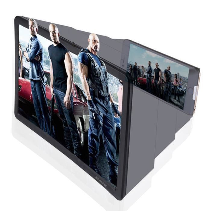 TD® Agrandisseur d'Écran Portable Élargie Amplificateur Film HD Support Table pour Téléphones - NOIR