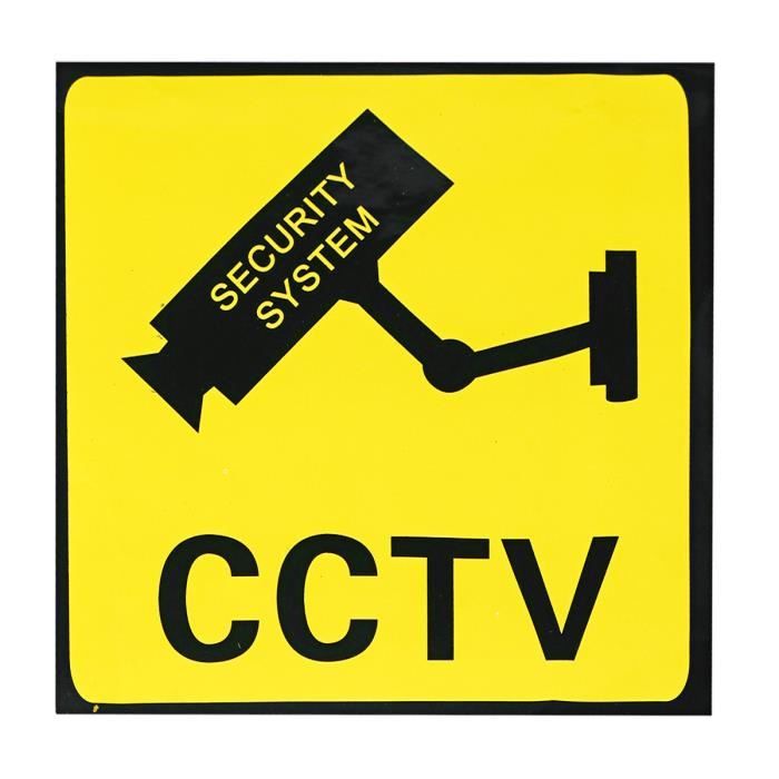 110X110mm Sticker étiquette Autocollant CCTV caméra Surveillance Panneau d'avertissement Moniteur de système de sécurité