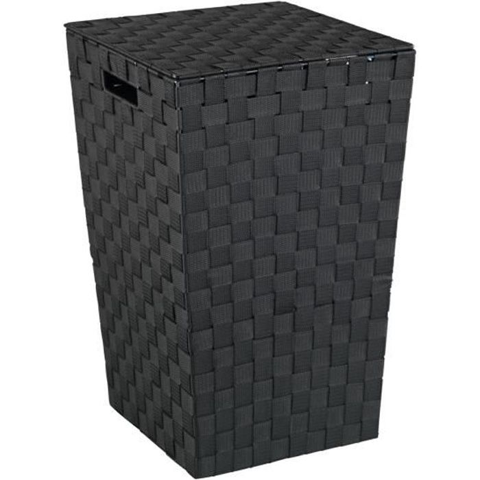 Panier à linge Adria, panier à linge plastique noir, design carré