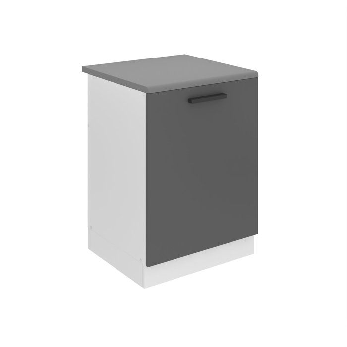 Meuble de Cuisine - BELINI - SDZ - Argent Mat - 60x85 cm - 1 Porte - Fermeture Silencieuse