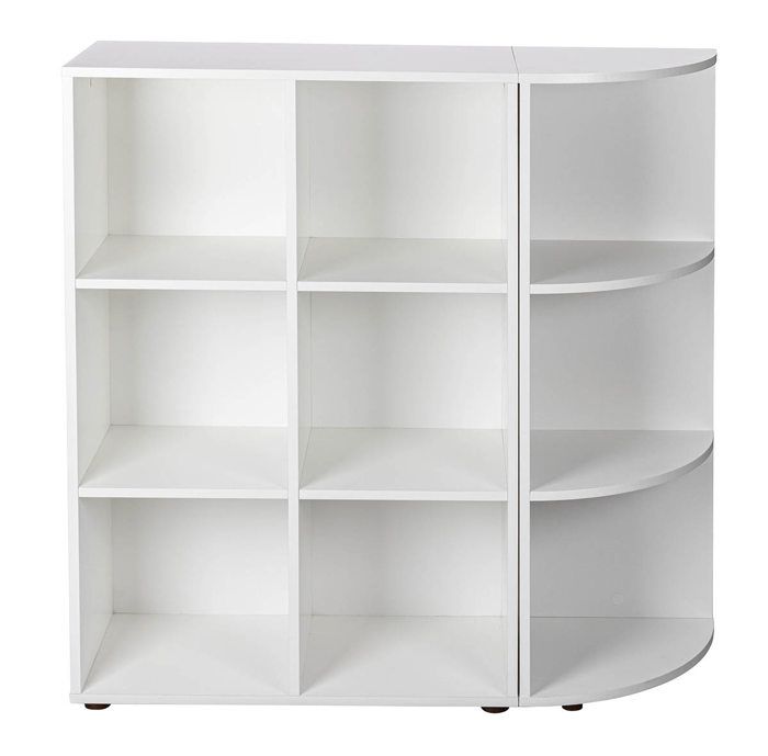 meuble étagère d'angle avec 3 niveaux coloris blanc - longueur 34 x profondeur 33 x hauteur 110 cm