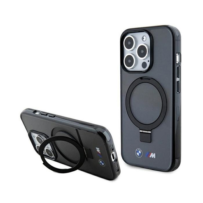 Étui pour iPhone 15 Pro - BMW - Ring Stand M Collection - Noir - Semi-rigide - Aimanté