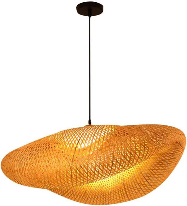 Suspension rustique en bambou style japonais vintage éclairage idéal pour salon café et salle à manger.
