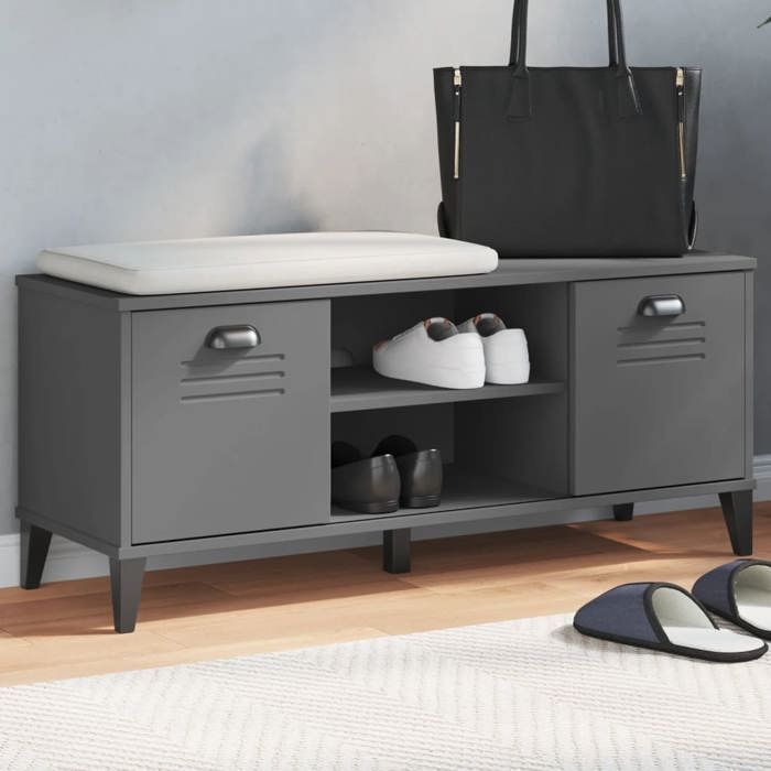 vidaXL Banc à Chaussures Armoire de Rangement avec Portes Meuble dEtrée avec Compartiment Salon Maison Industriel Bois 374934