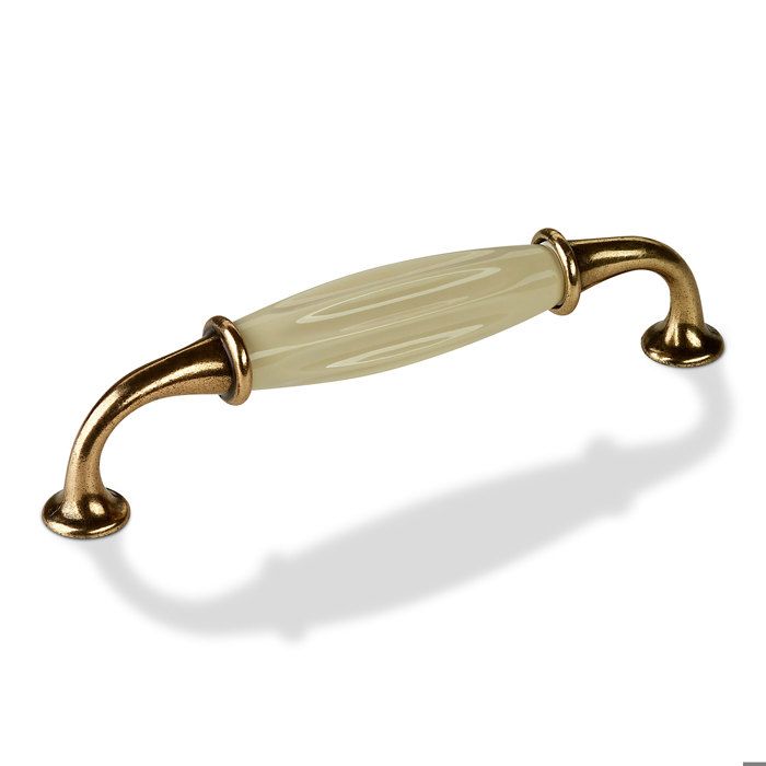 SOTECH poignée en porcelaine META poignée de meuble porcelaine crème blanc laiton finition antique BA 128 mm