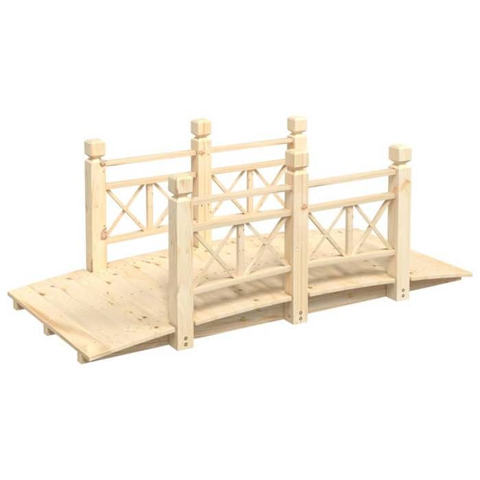 Pont De Jardin En Bois Massif Épicéa Avec Garde-Corps 150x67x56cm - Charme Romantique Pour Ruisseau Et Extérieur