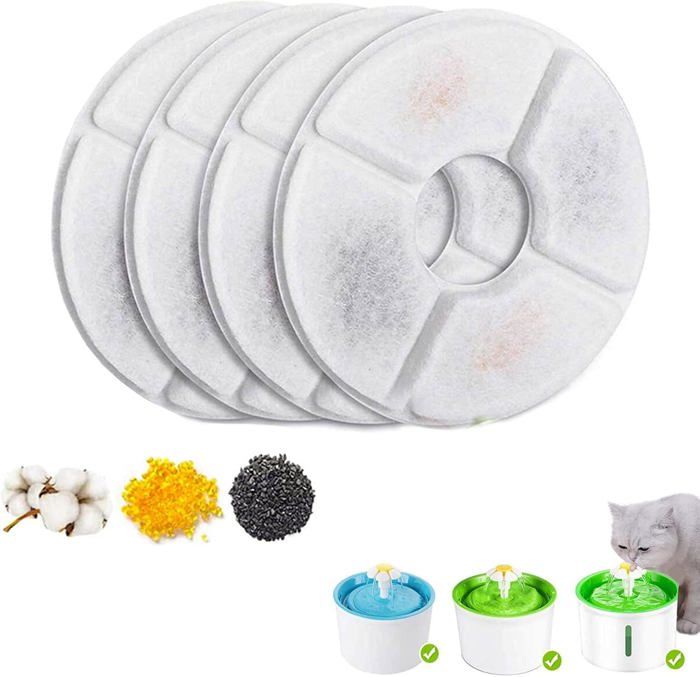 4 Filtres De Rechange Pour Fontaine à Eau Lesolph WF540 | Charbon Actif + Mousse, Système 5 Couches