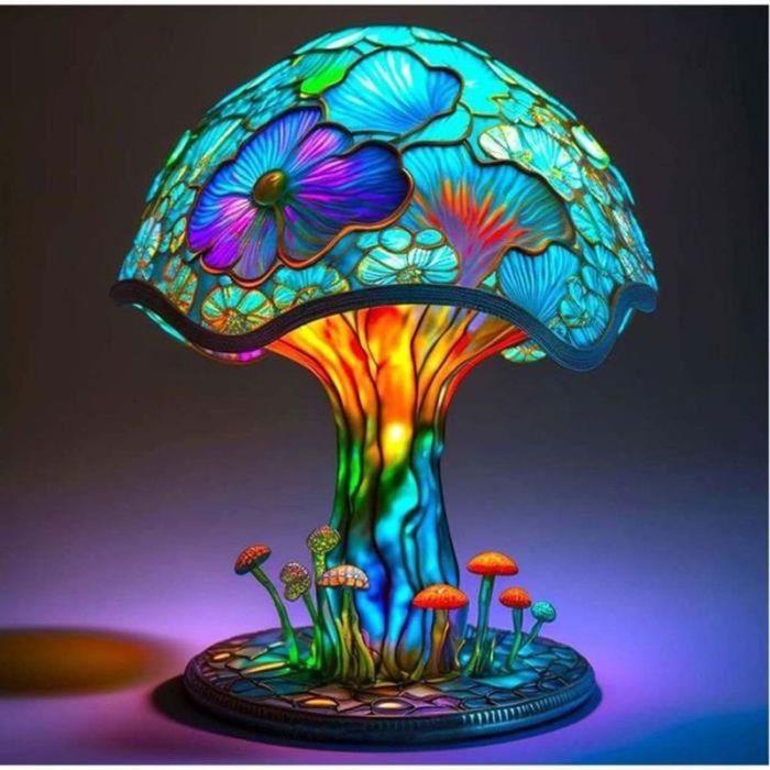 Lampe de table créative en résine en forme de plante USB série de plantes en vitrail lampe décorative pour escales domestiques