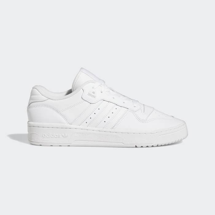 Adidas Chaussure de sport - RIVALRY LOW - Suède texturé - Couleur blanche - Talon compensé - Rubans