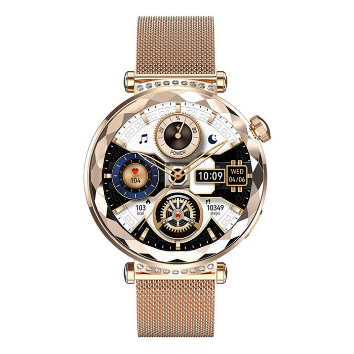 Avizar Montre Connectée Crystal avec Cadran Strass Appels et Suivi Santé Dorée - vue 2