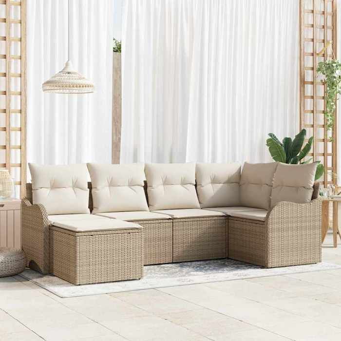 vidaXL Ensemble de canapé de jardin 6 pcs et Poly rotin - vue 2