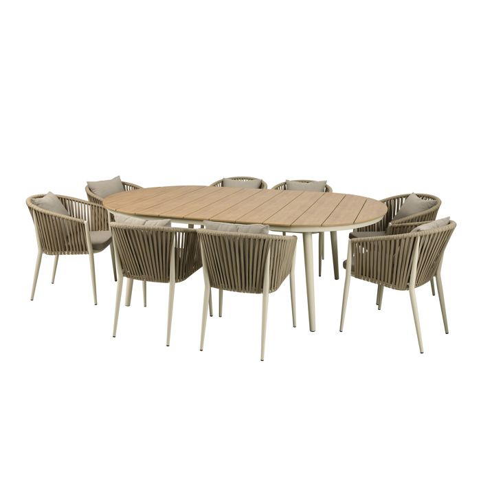 AXI Chay Ensemble de jardin avec 8 chaises beiges pour 8 personnes Ensemble de jardin en Polywood aspect bois chaises avec AXI Chay Ensemble de jardin avec 8 chaises beiges pour 8 personnes Ensemble de jardin en Polywood aspect bois chaises avec