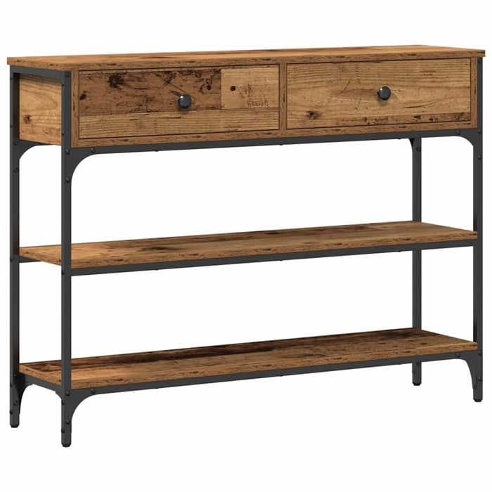 Réduction - Meuble console - Table dappoint Design élégant - avec tiroir - bois ancien 100 x 25 x 75 cm @FR709503