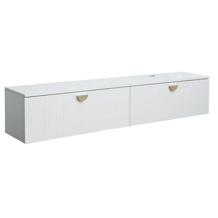 Meuble TV suspendu 160 cm moderne blanc Holly - Oviala