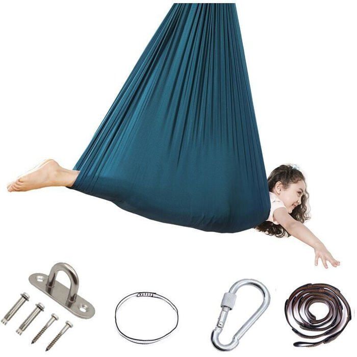 Balançoire Sensorielle Enfant 360° Bleu Ciel Hamac Intérieur/Extérieur Thérapie Élastique