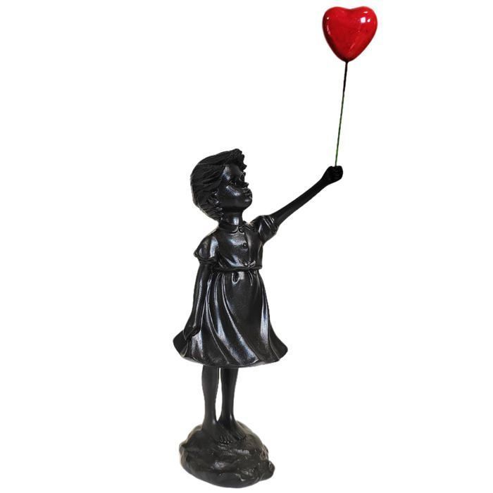 Sculpture Figurine Statue de Fille en Ballon Décoration Salon Intérieur Maison Bureau Bibliothèque Étagère (Noir)