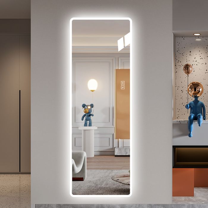 Miroir Rectangulaire Sur Pied Réglable - Base Chromée - Design Moderne - Dimensions 32 X 22 X 17 Cm