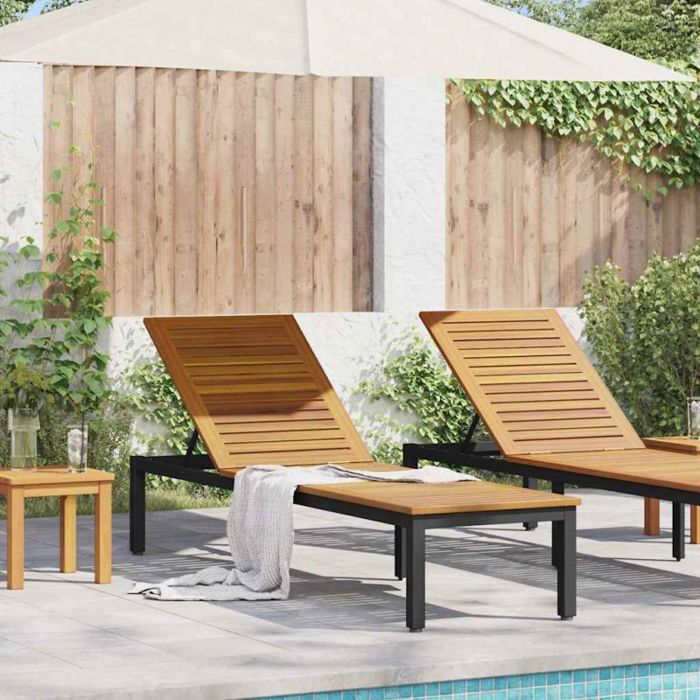 vidaXL Chaise Longue 200x55x35 cm Bois de Teck Massif - vue 3