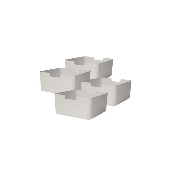 Lot 4 Bacs Rangement - Box and Beyond - 31 x 31 x 15 cm - Plastique Blanc Cassé - Étagères - Rangement Stockage