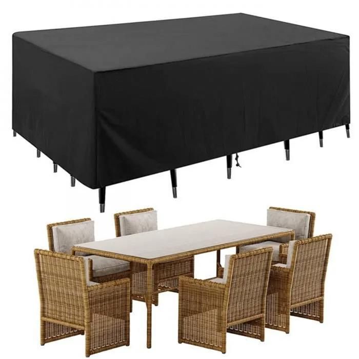 Housse de table de jardin - Imperméable - Noir - 250x150x90 cm - Résistant aux déchirures - Protection UV
