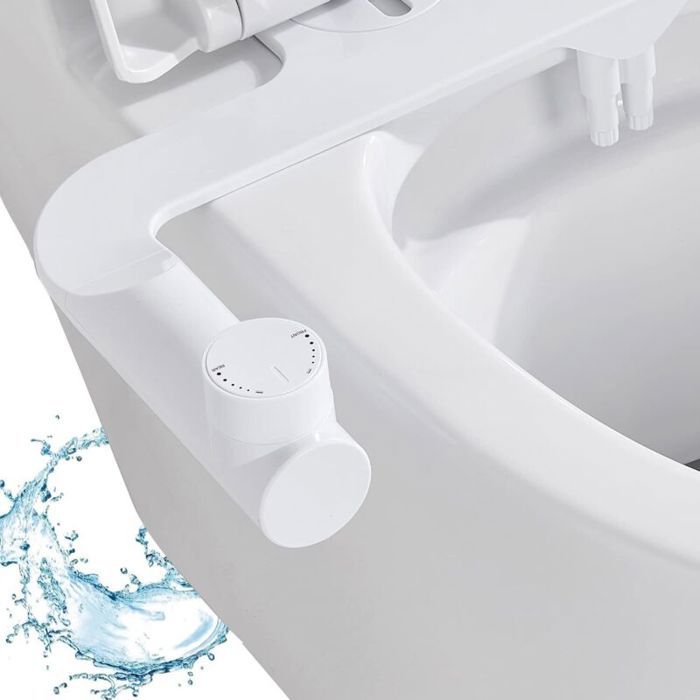Kit abattant WC bidet - PZCC - Ultra-mince - Double buse - Auto-nettoyant - Épaisseur 6 mm