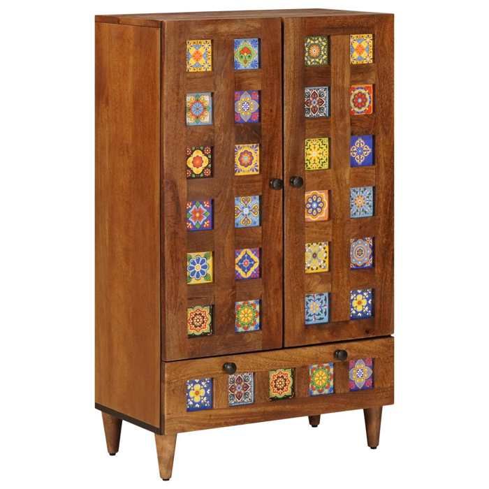 Cabinet multimédia Marron - Haut Armoire Noyer 60x335x100 cm Bois de mangue massif A16031